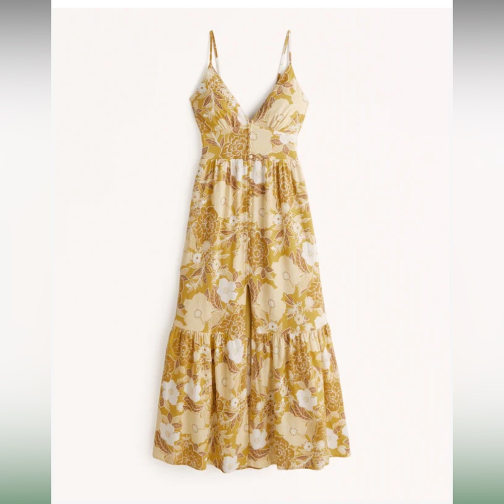 Button Through Maxi in yellow floral